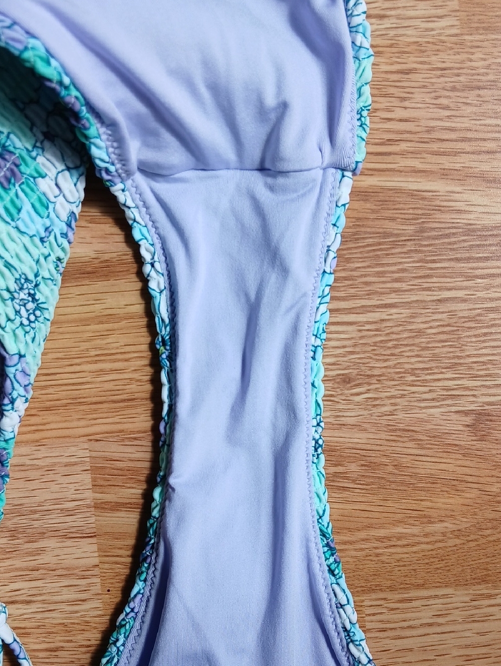 La Vie En Rose Aqua Shirred Bikini Top Size M & Bottom Size Large - Picture 8 of 8